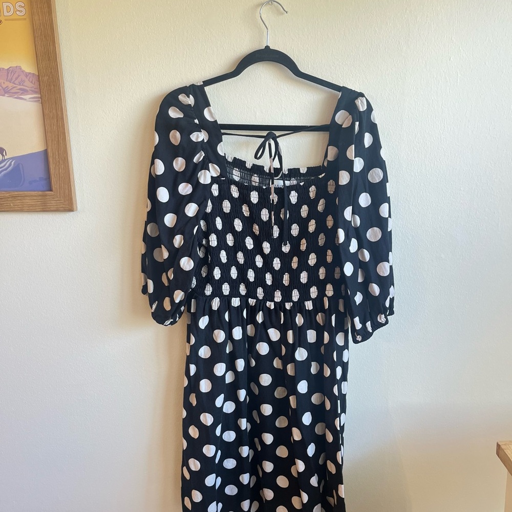 Ava & Viv Black and White Polka Dot Midi Dress